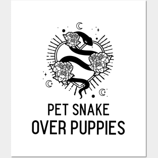 Pet snake over puppies snake lover Posters and Art